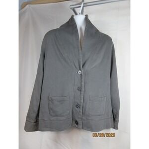Merona Womens XL Charcoal Gray Shawl Collar Fleece Cardigan Button Front Jacket